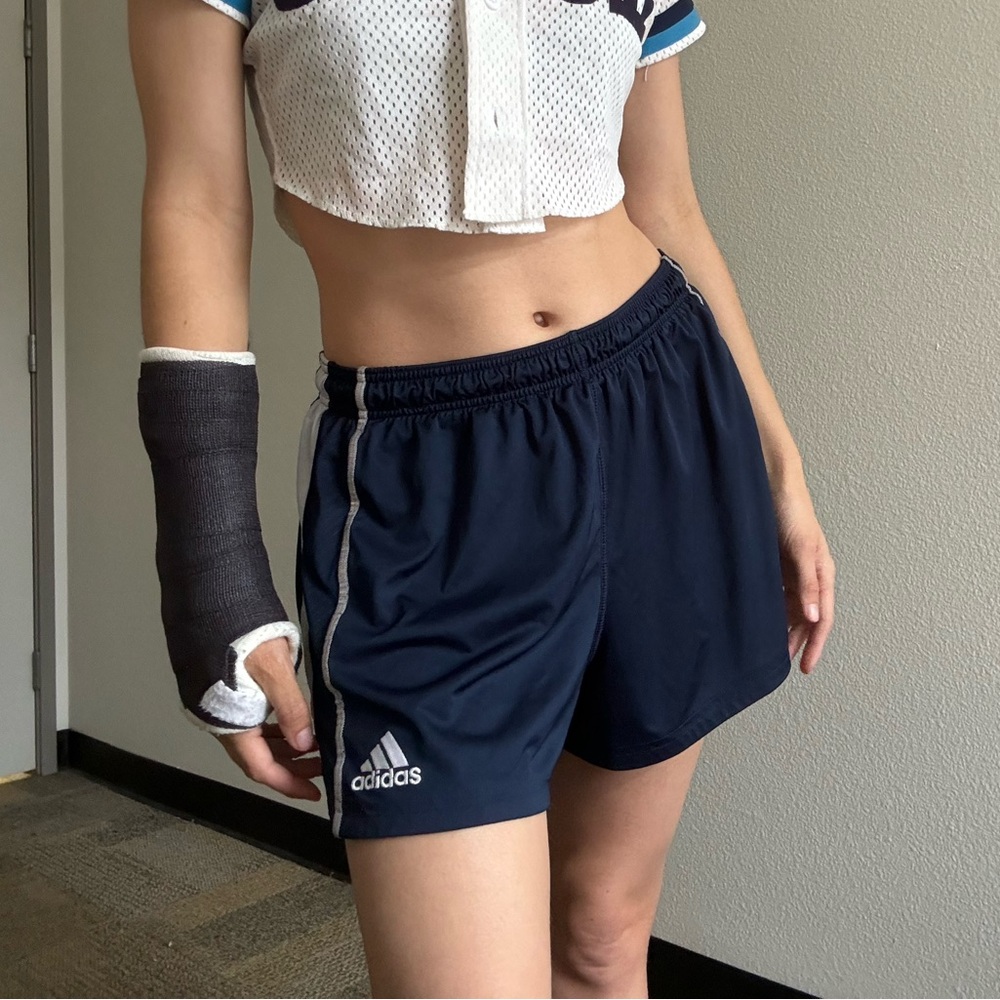 Adidas navy blue running shorts